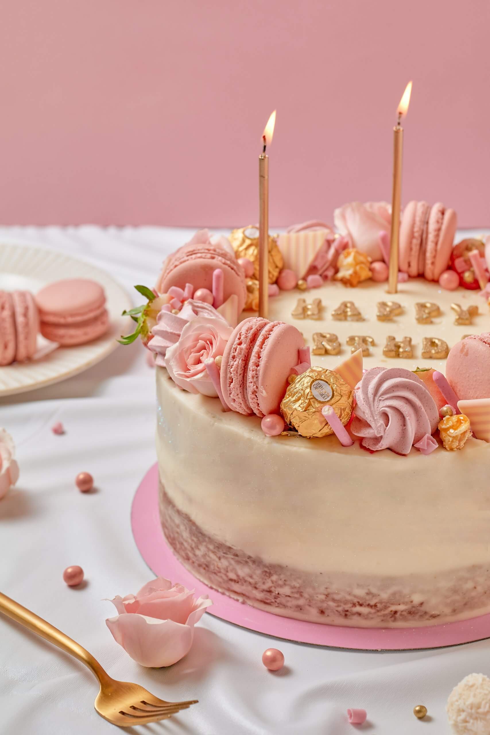 Pink & Gold Birthday Cake - Frudeco Miami