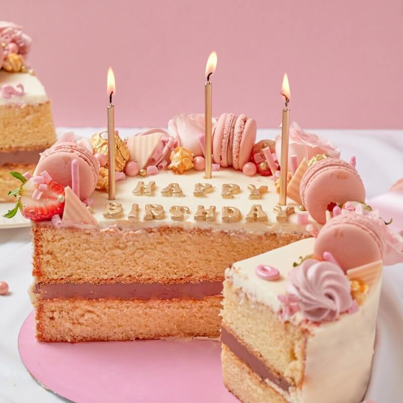 Pink & Gold Birthday Cake - Frudeco Miami