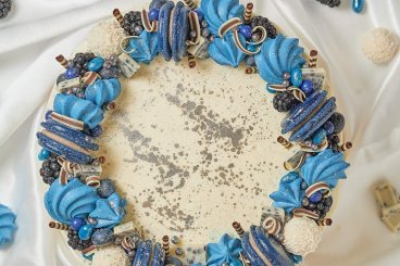 BLUE, SILVER & WHITE BIRTHDAY CAKE