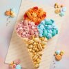 Large ice cream cone Gold pink teal and orange_(2)